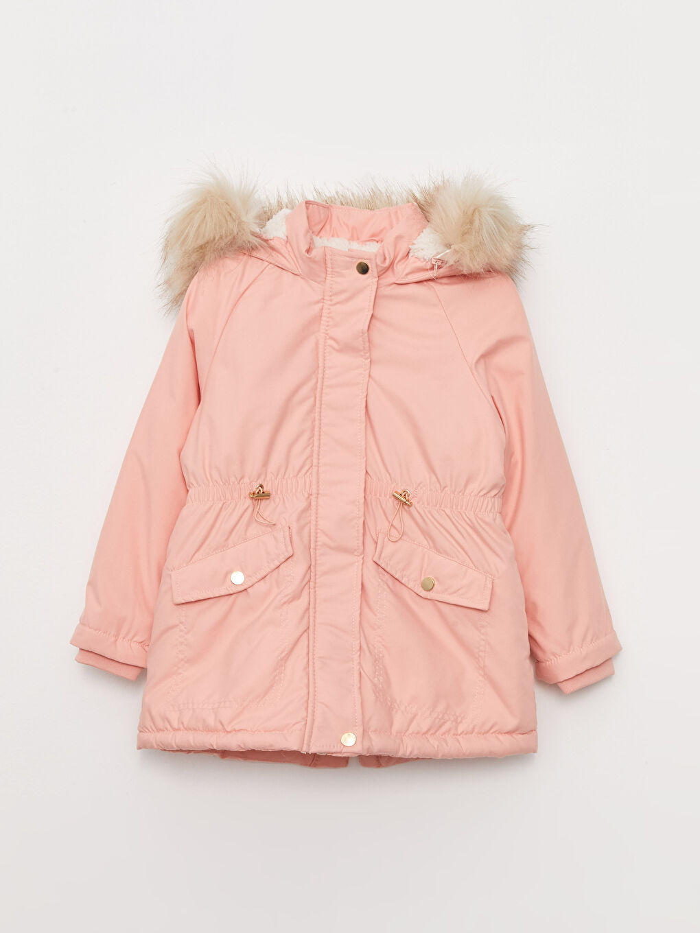 LCW Kids Hooded Embroidered Sequin Girl Parka -W20515Z4-FGD
