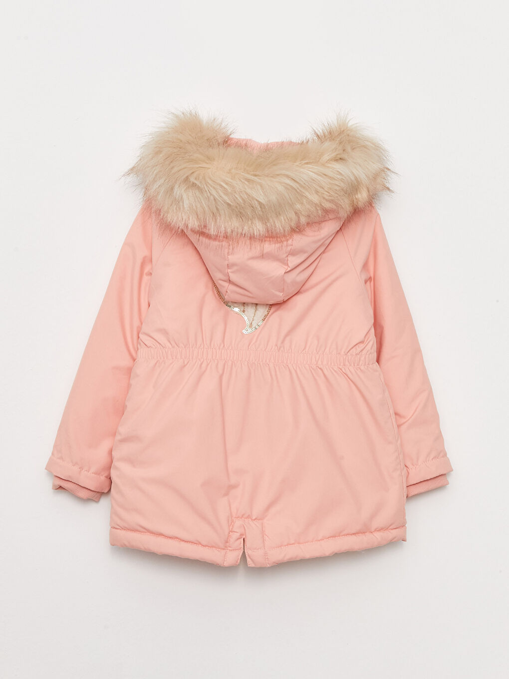 LCW Kids Hooded Embroidered Sequin Girl Parka -W20515Z4-FGD