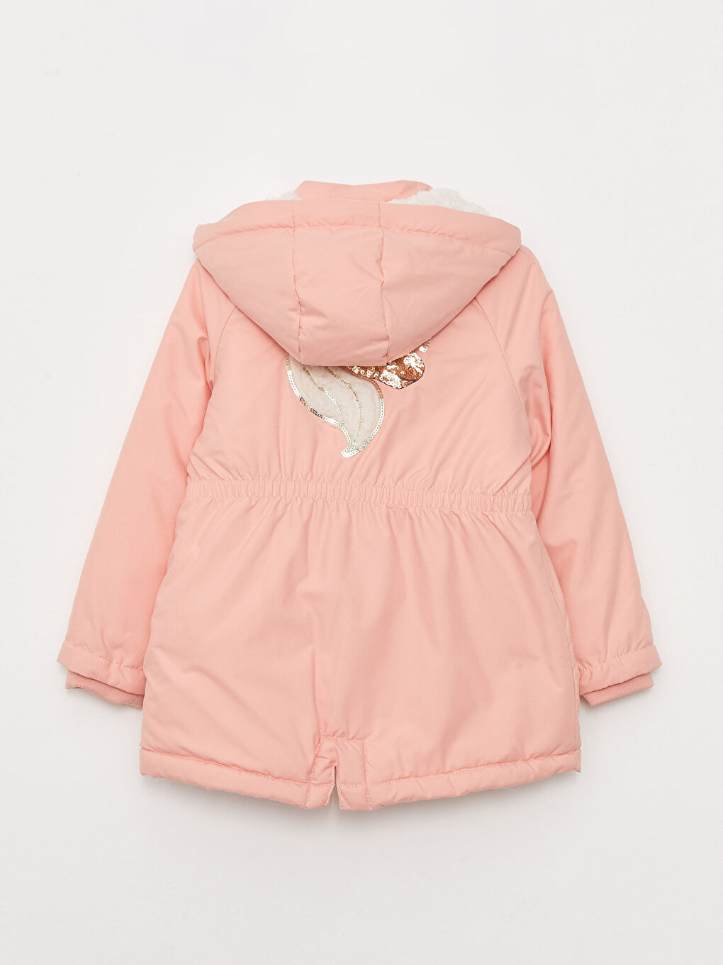 LCW Kids Hooded Embroidered Sequin Girl Parka -W20515Z4-FGD