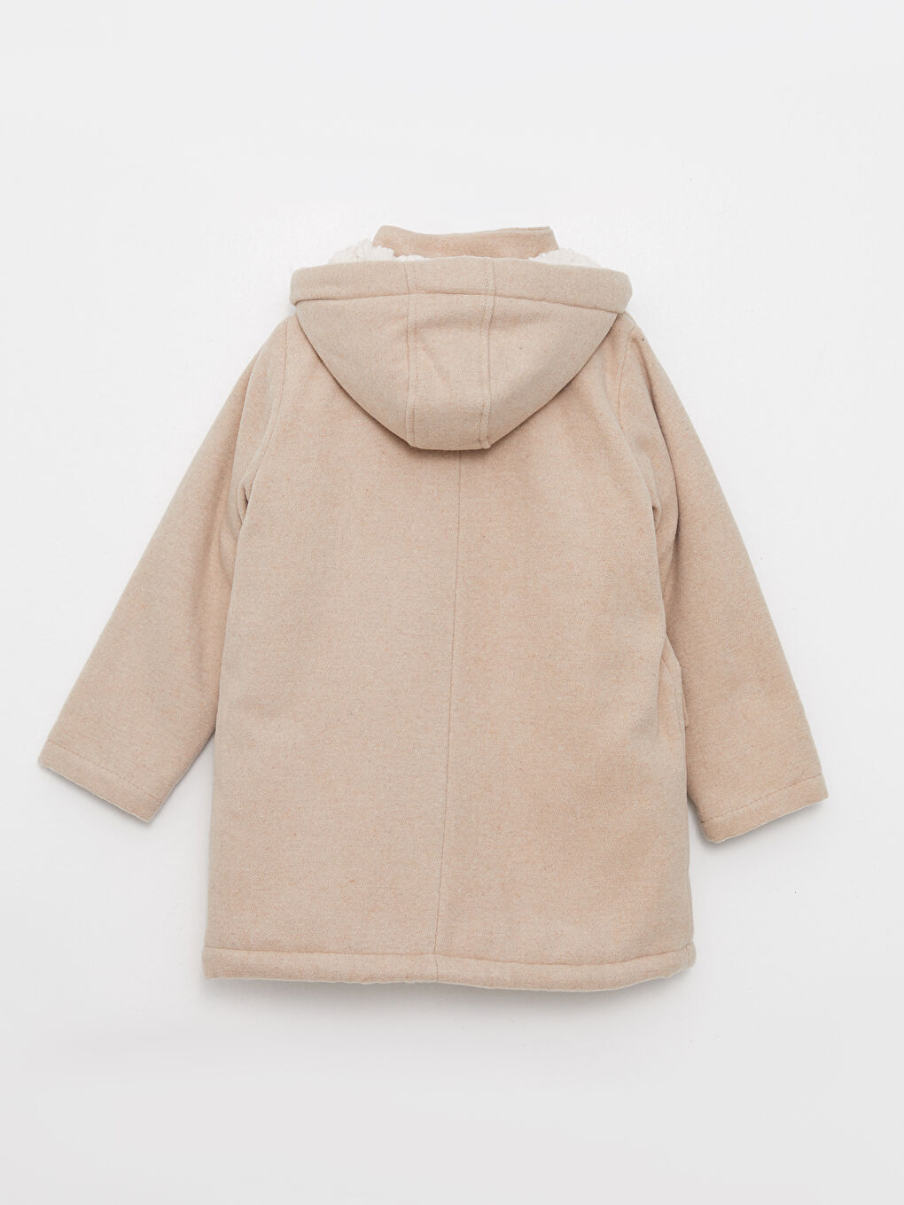 Bej Kapüşonlu Kız Çocuk Kaşe Kaban-2