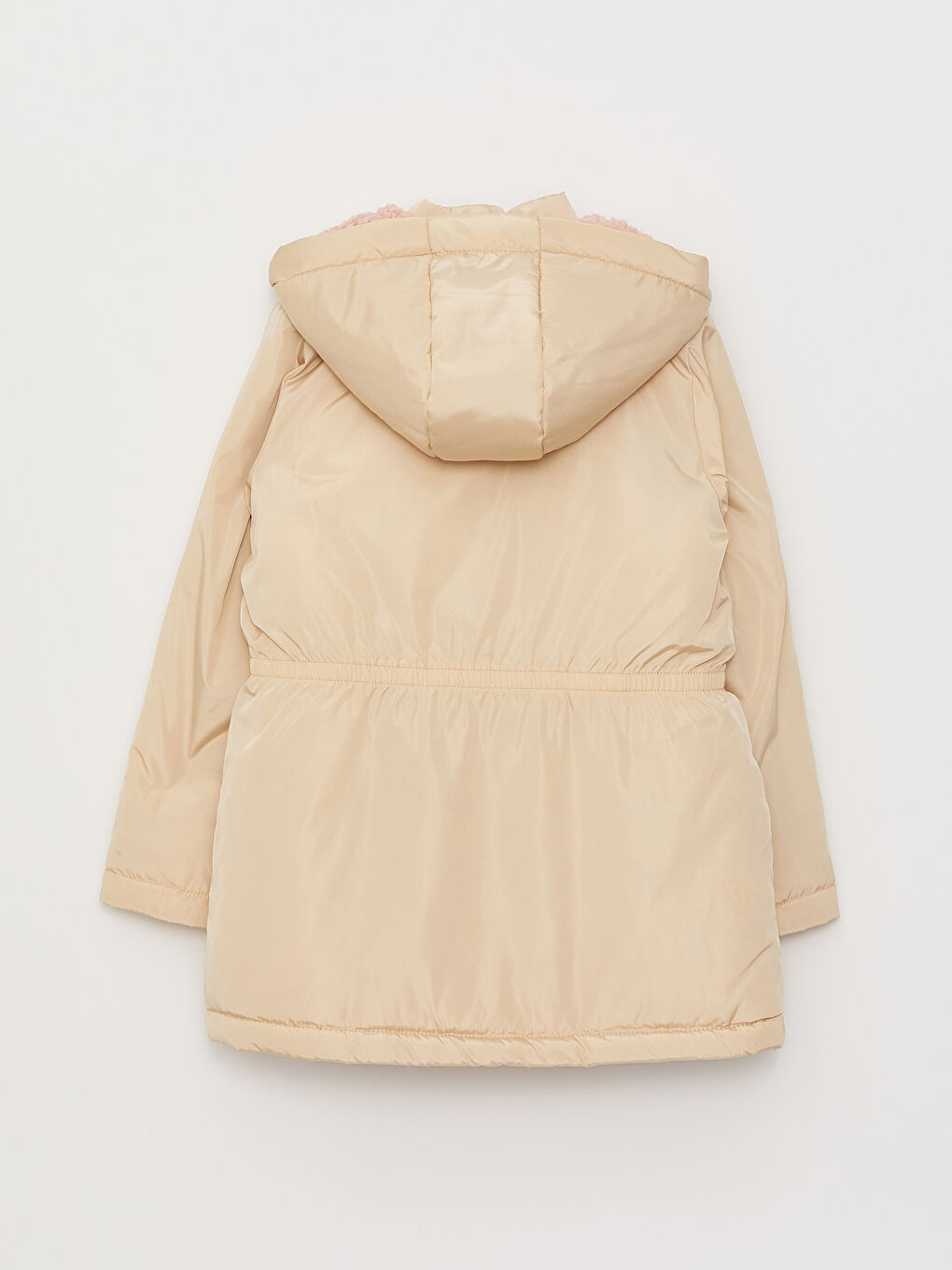 Bej Kapüşonlu Basic Kız Çocuk Parka-2