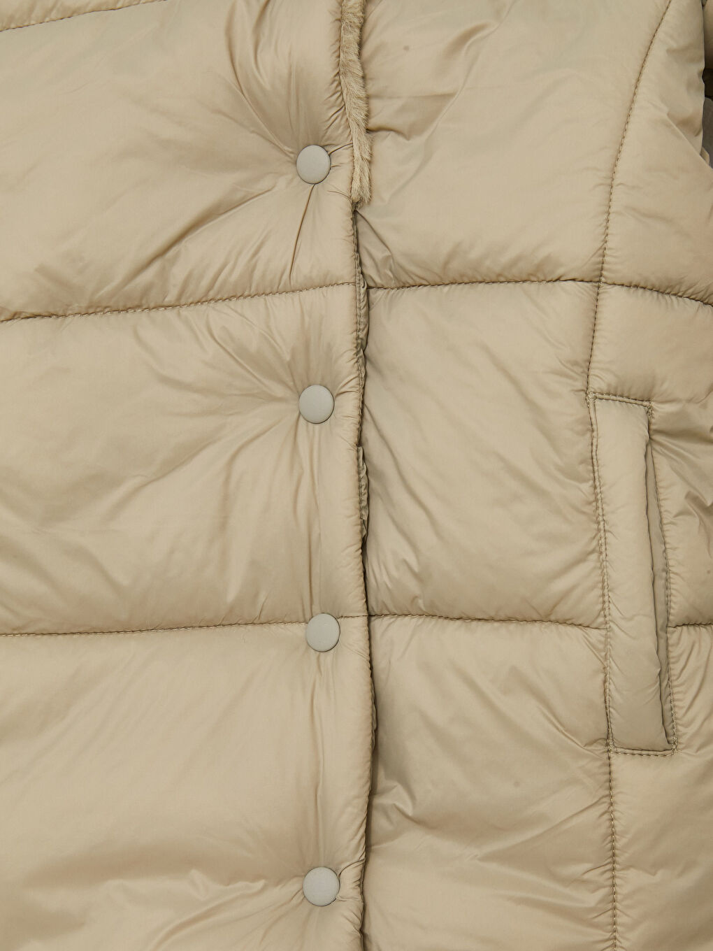 Yeşil Kapüşonlu Basic Kız Çocuk Mont-2