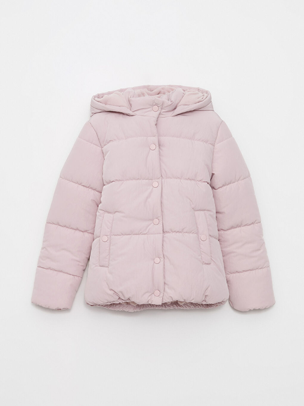 Lila Kapüşonlu Basic Kız Çocuk Şişme Mont