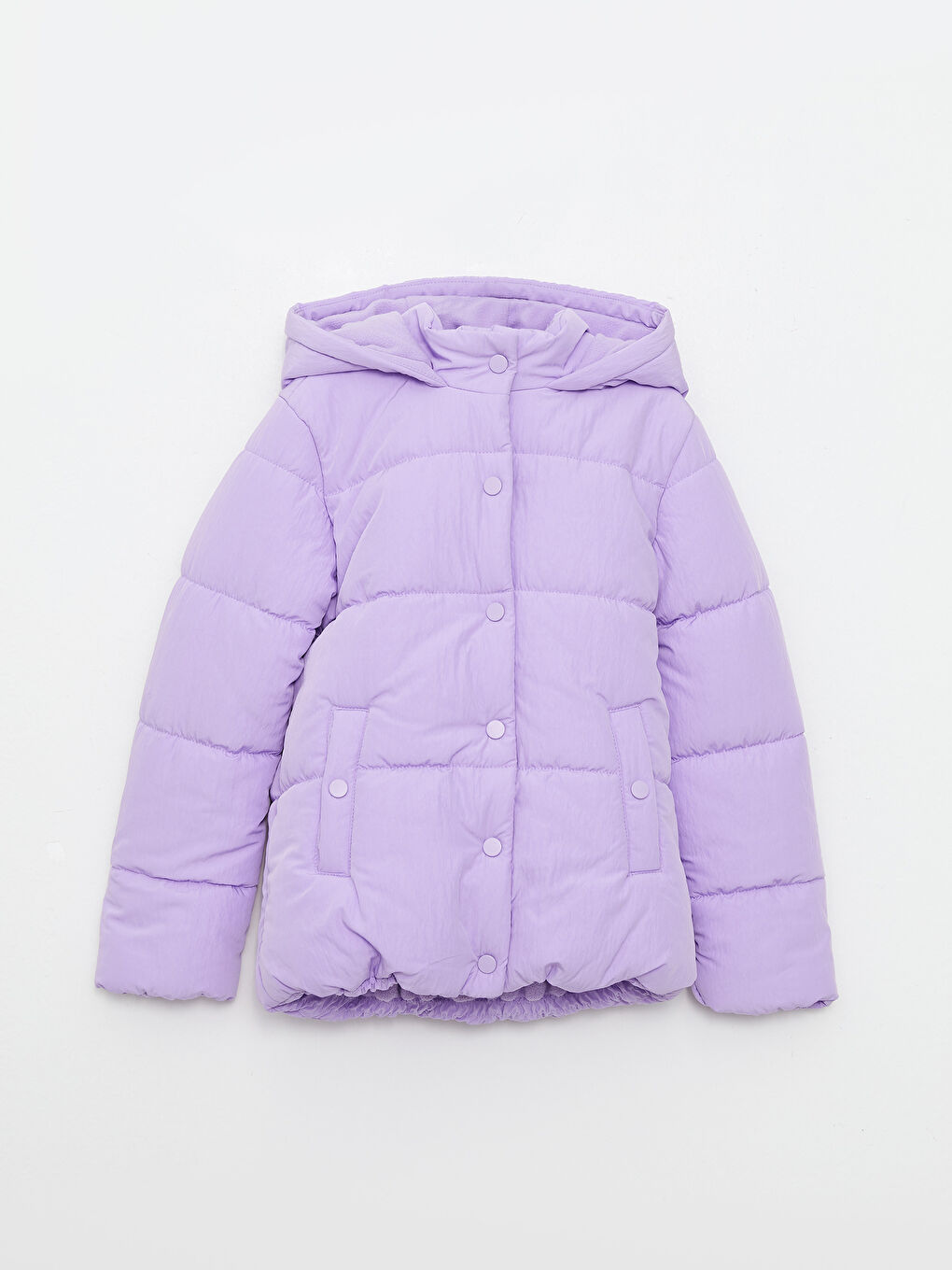 Geacă Matlasată Basic cu Glugă pentru Fete-3