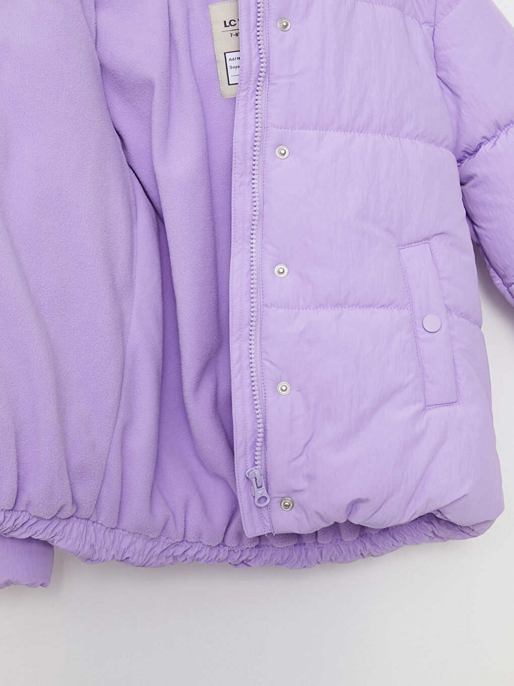 Geacă Matlasată Basic cu Glugă pentru Fete-5