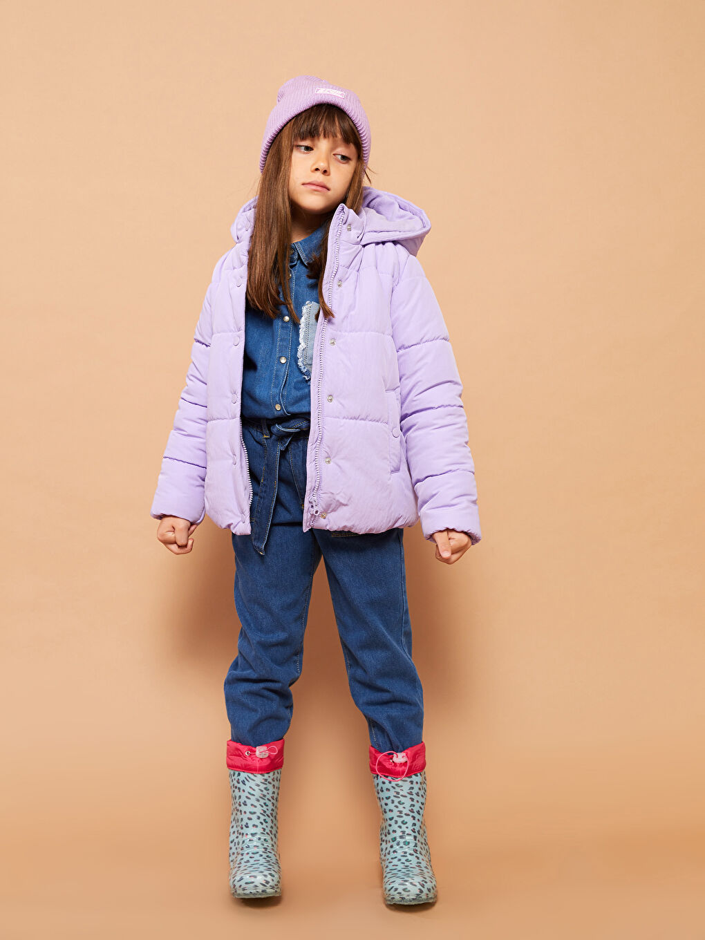 Geacă Matlasată Basic cu Glugă pentru Fete