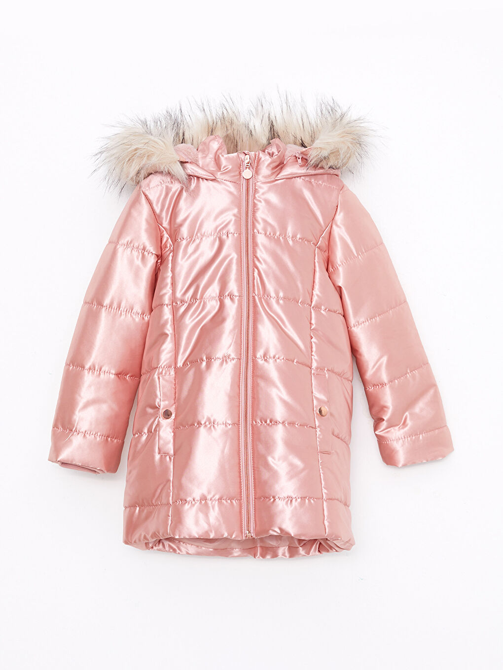 LC Waikiki Hooded Basic Girl Coat -W20539Z4-RE0