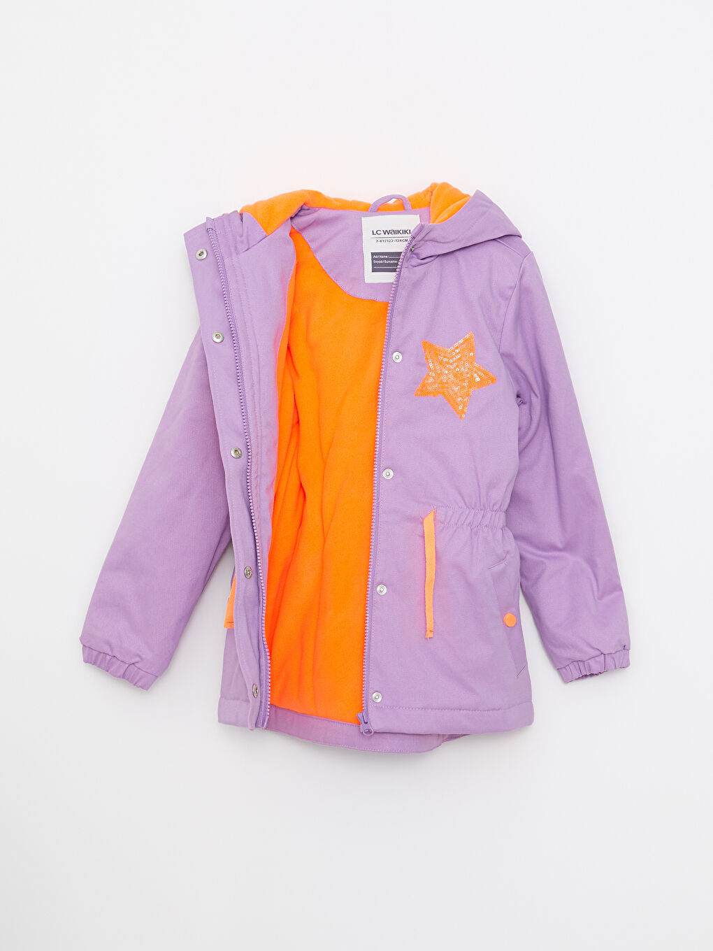 Парка с капюшоном с принтом для девочек-1