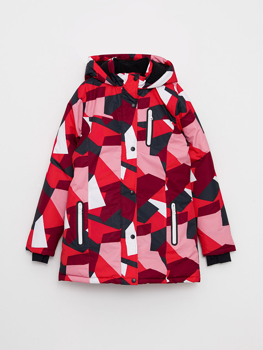 კაპიუშონიანი გოგონებისთვის სათხილამურო ქურთუკი