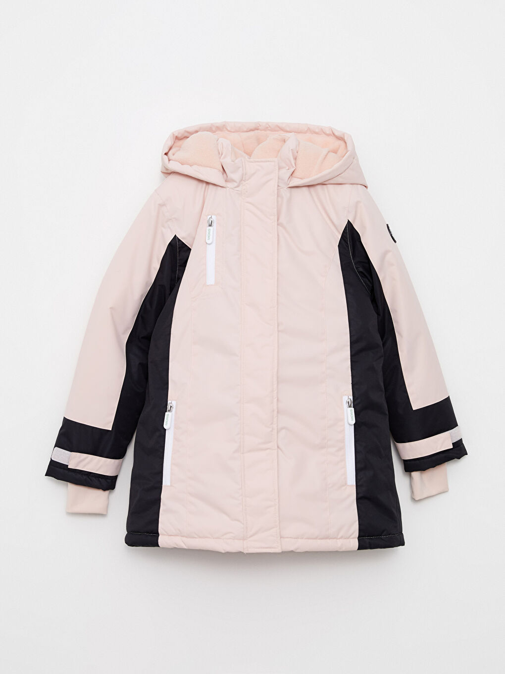 Pembe Kapüşonlu Kız Çocuk Kayak Montu