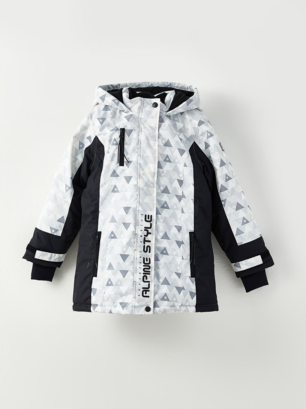 Gri Kapüşonlu Kız Çocuk Kayak Montu