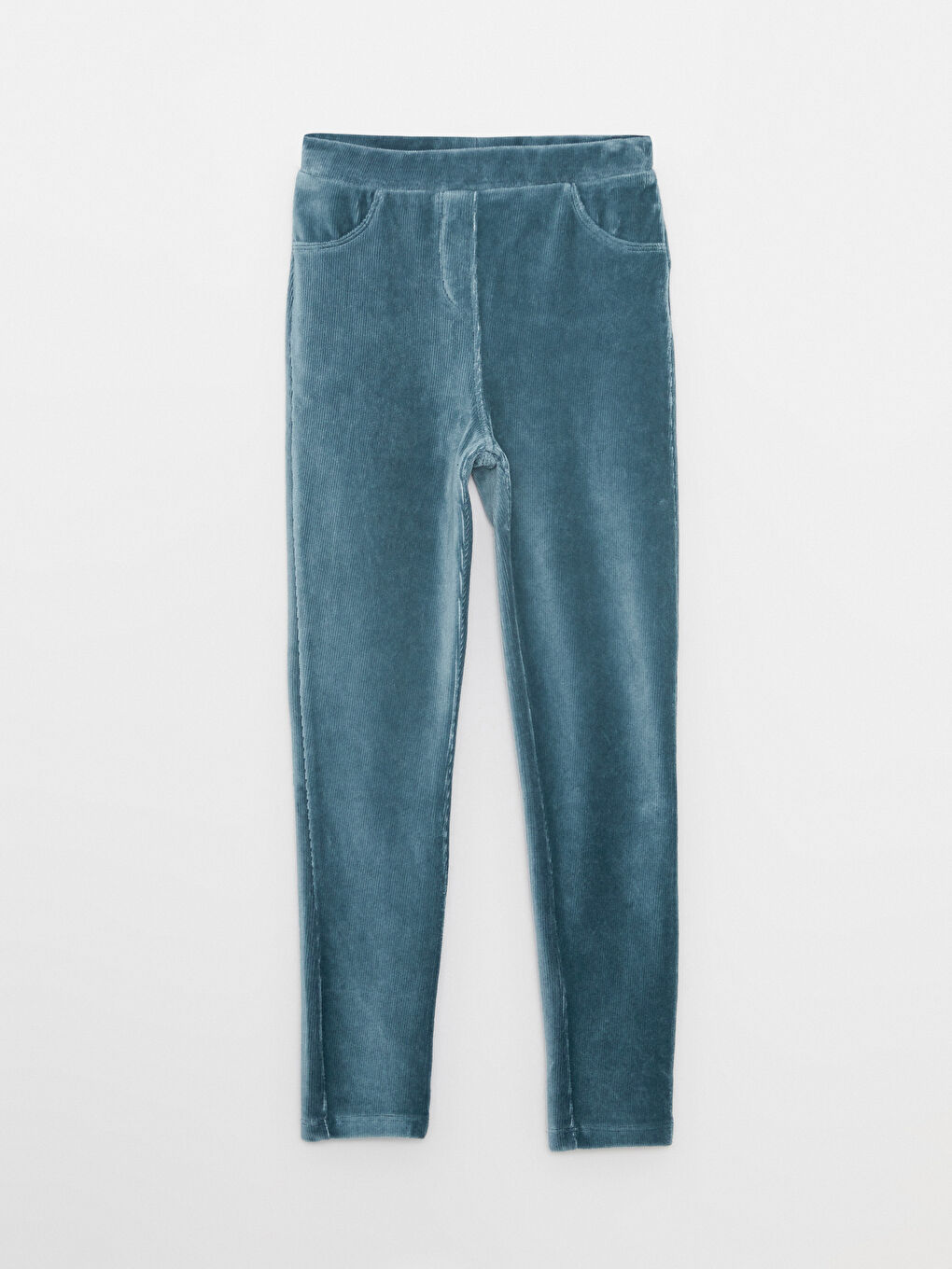 İndigo Beli Lastikli Basic Kadife Kız Çocuk Tayt