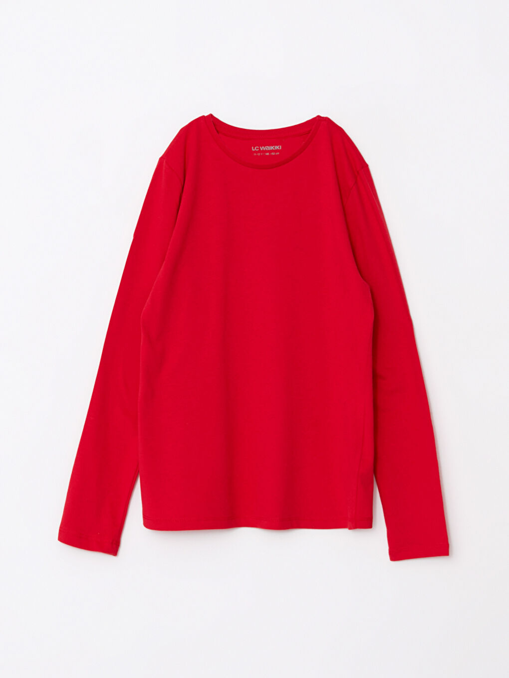 Kırmızı Bisiklet Yaka Basic Uzun Kollu Kız Çocuk Tişört