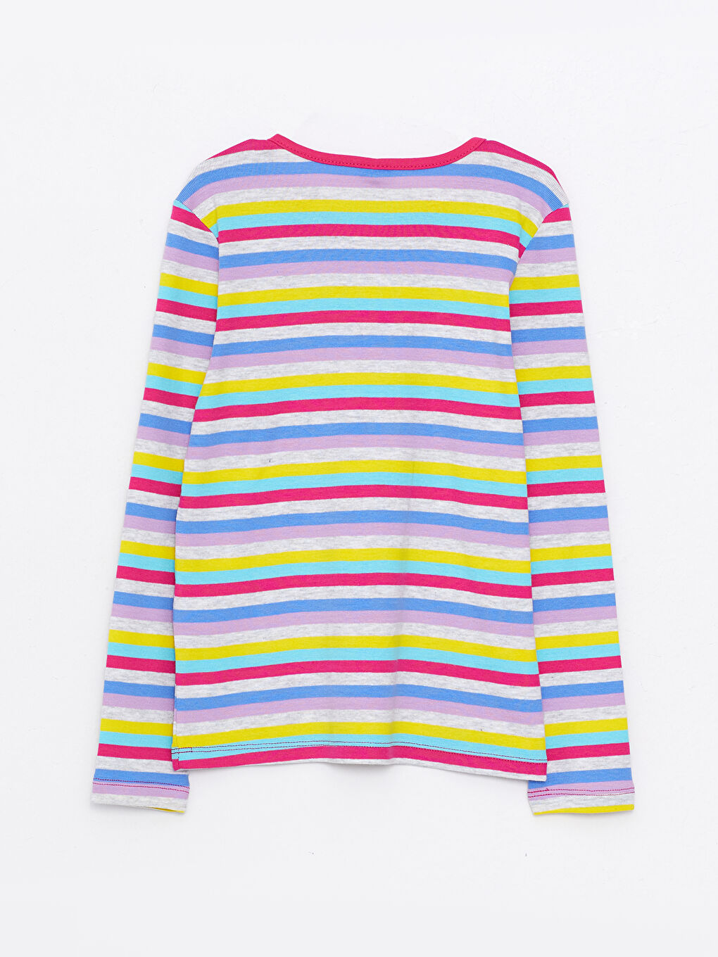 LCW Kids Crew Neck Striped Long Sleeve Cotton Girl T-shirt -W20565Z4-P8J
