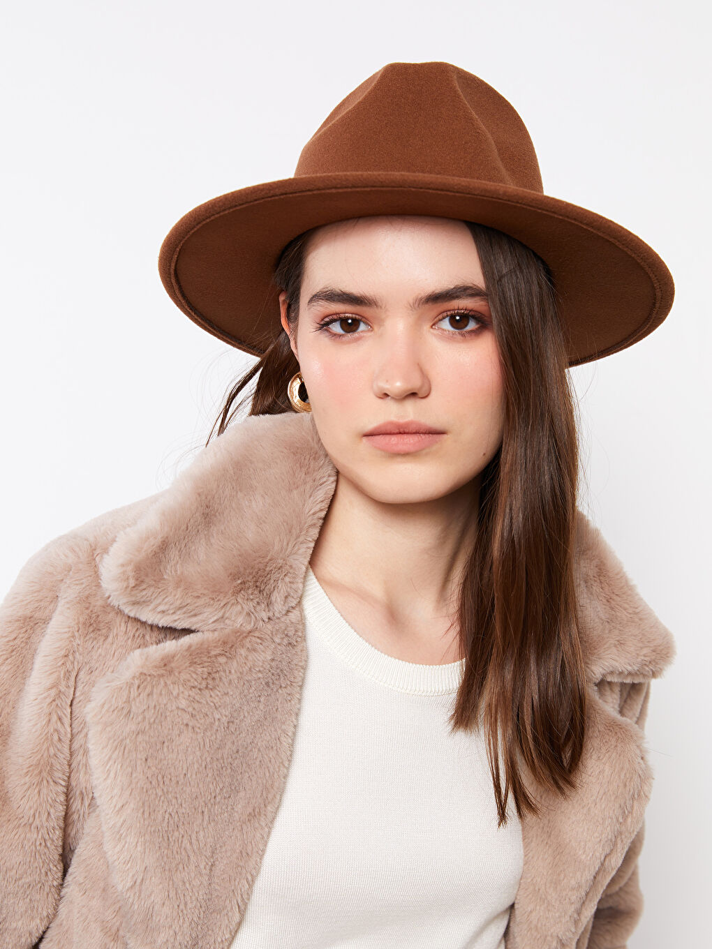 әйелдерге арналған жолақты өрнекті каше фетр қалпақ-1