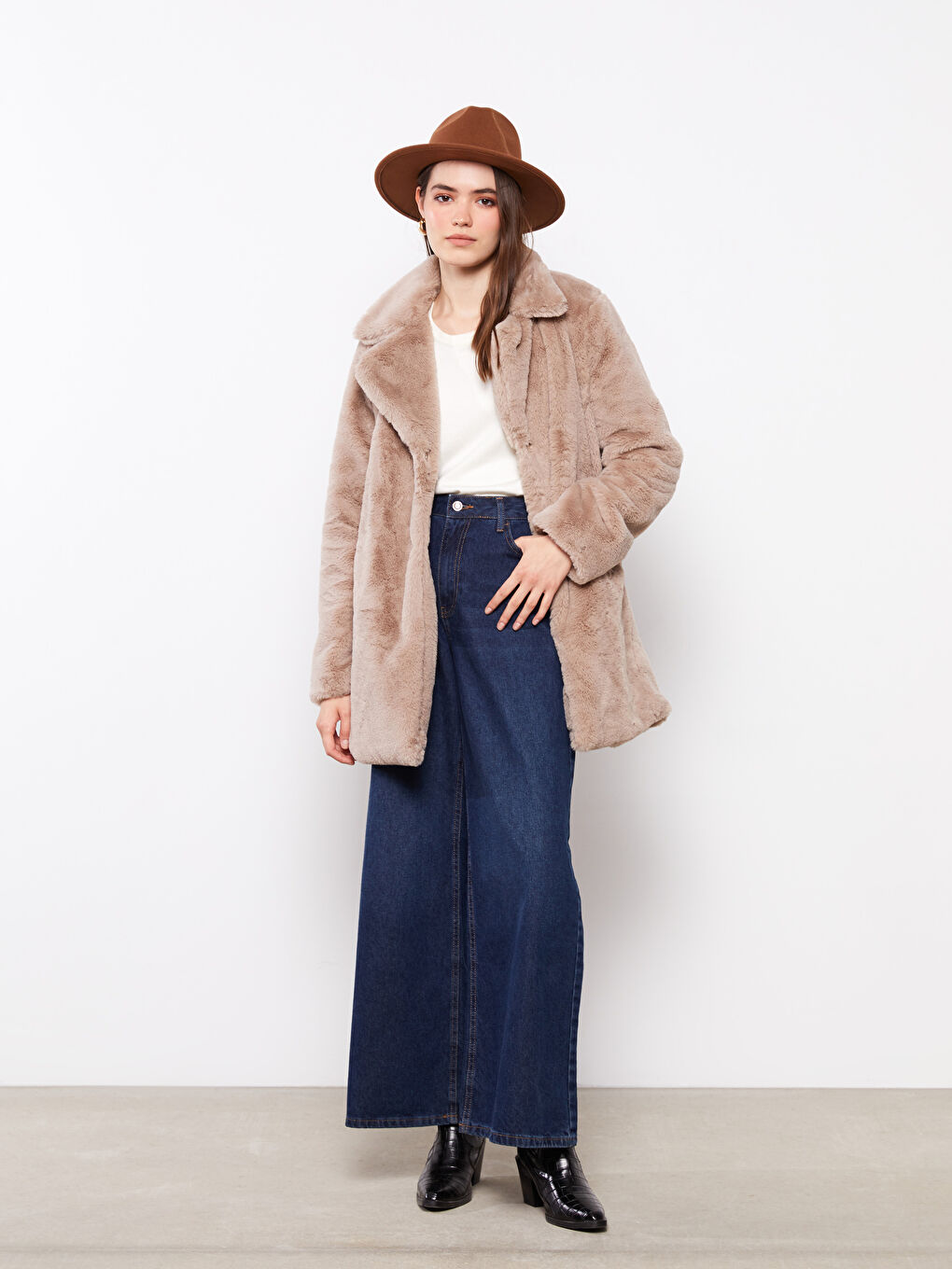 әйелдерге арналған жолақты өрнекті каше фетр қалпақ-2