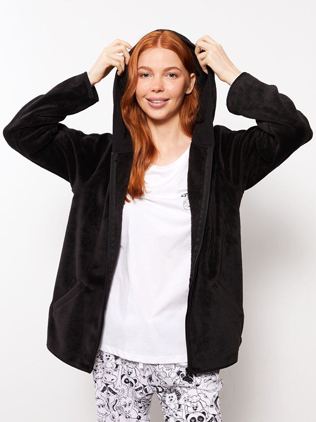 Hooded Regular Long Sleeve Women's Pajama Top