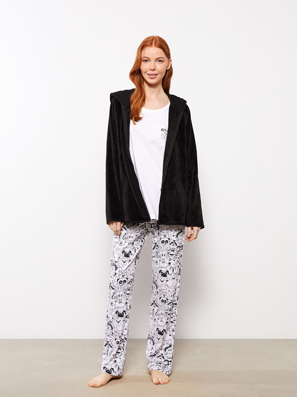 Hooded Regular Long Sleeve Women's Pajama Top-2