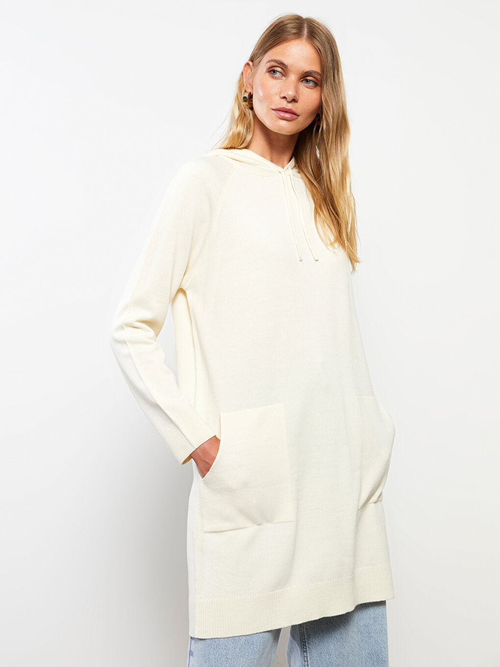 LCWAIKIKI Classic Kapuzenshirt Gerade Langarm Damen Strick Tunika -W20613Z8-R9J