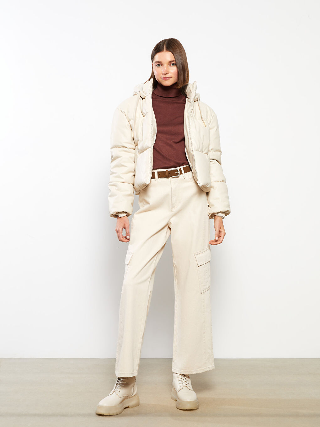 Women's Hooded Plain Puffer Coat