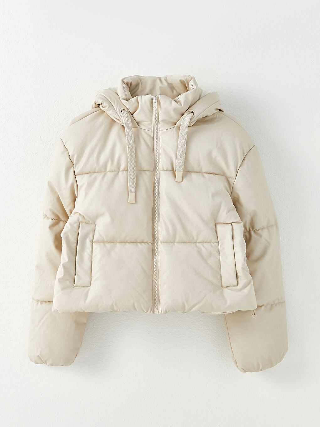Women's Hooded Plain Puffer Coat-6