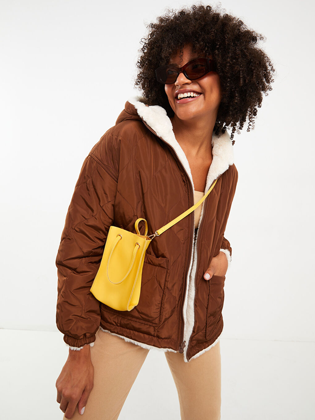 بالطو بكابوش عادي كم طويل وجهين للسيدات من قماش الكاشيت