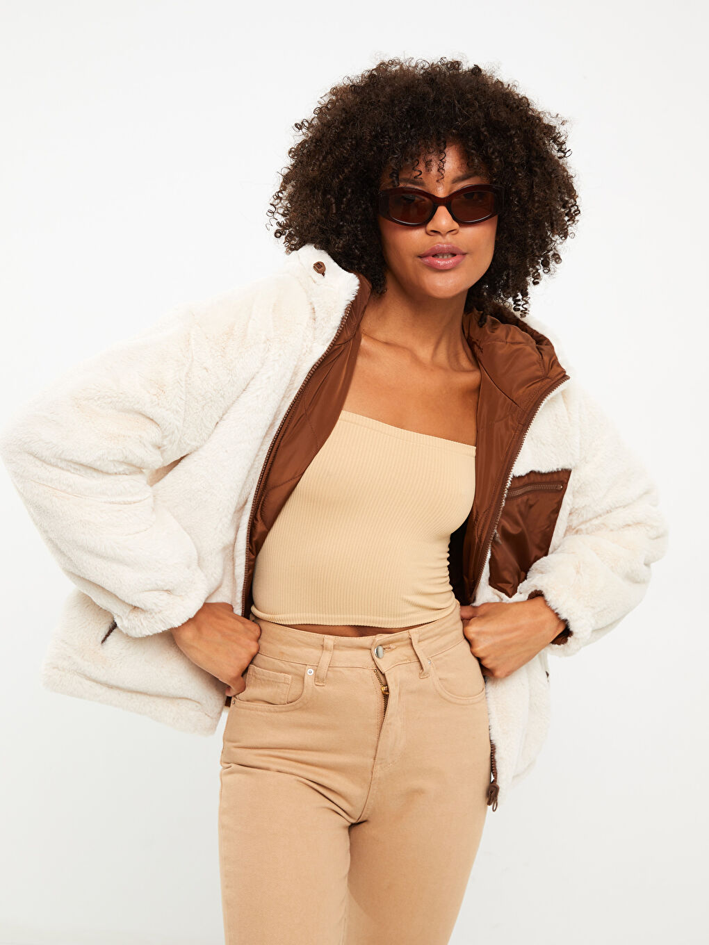 بالطو بكابوش عادي كم طويل وجهين للسيدات من قماش الكاشيت-1