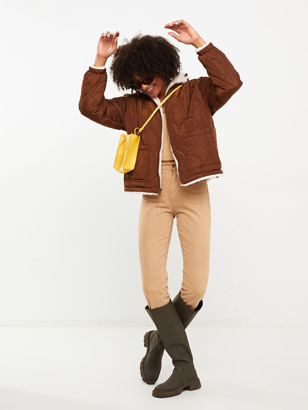 بالطو بكابوش عادي كم طويل وجهين للسيدات من قماش الكاشيت-3