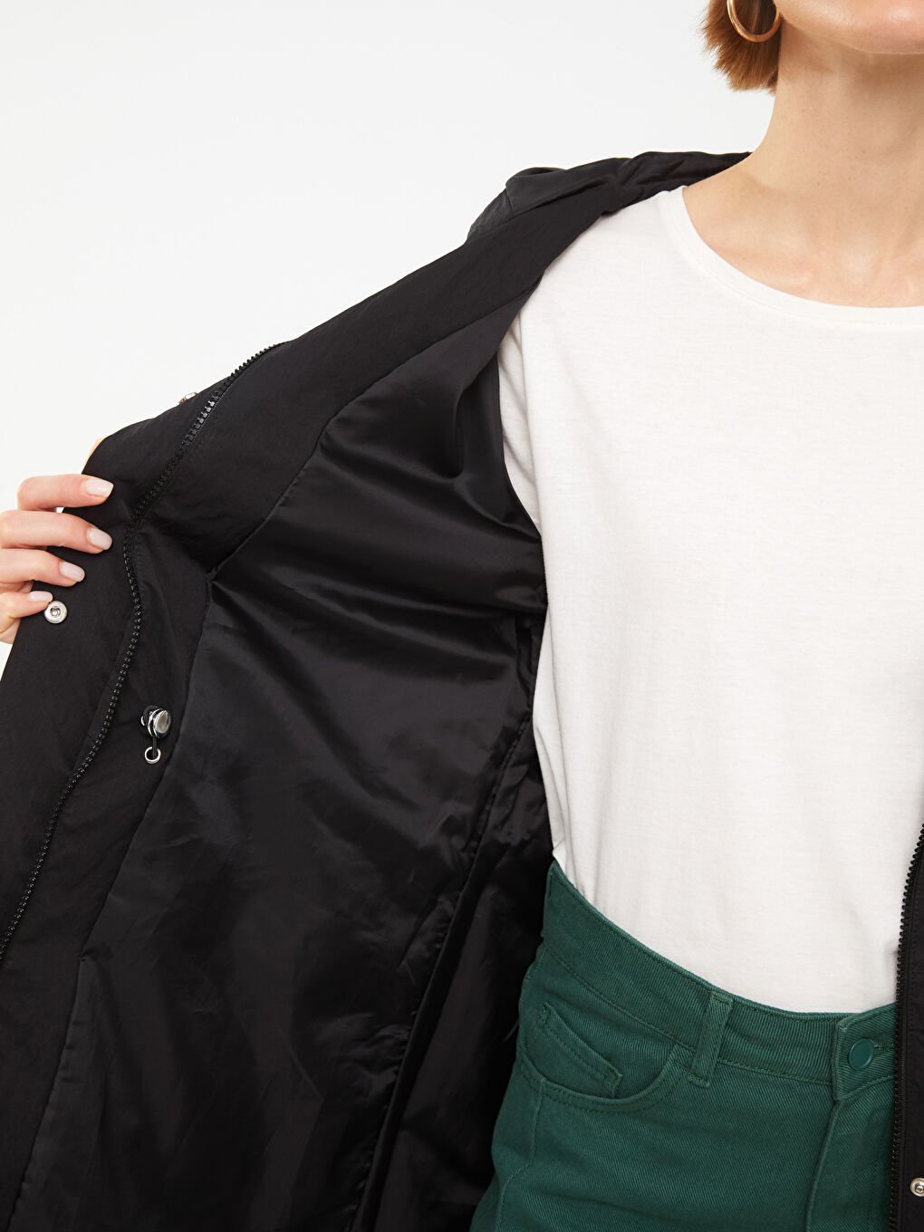 Женский однотонный дождевик с капюшоном-4