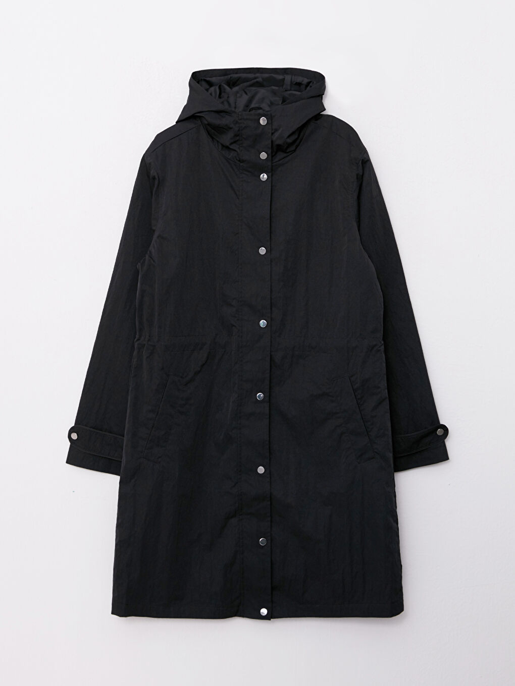 Женский однотонный дождевик с капюшоном-6