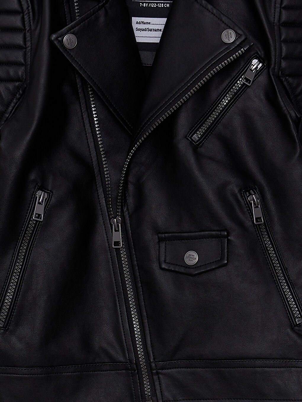 Palton Băiat din Piele Ecologică cu Guler de Cămașă-2