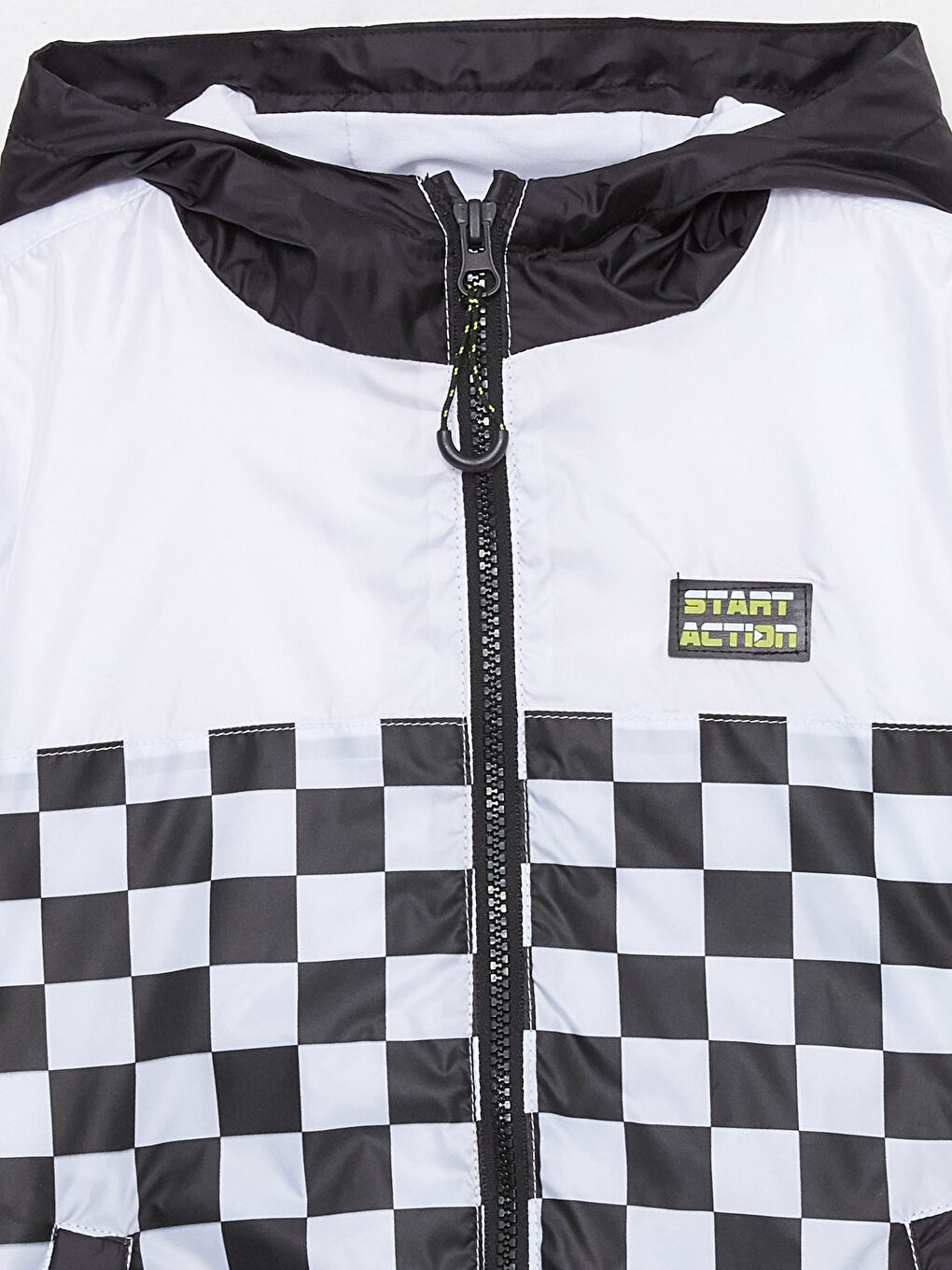 Beyaz Kapüşonlu Baskılı Erkek Çocuk Yağmurluk-3