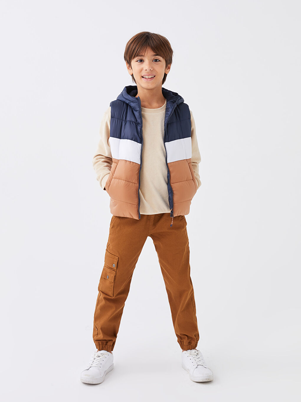 LCW Kids Hooded Color Block Boy Inflatable Vest -W20632Z4-GFW