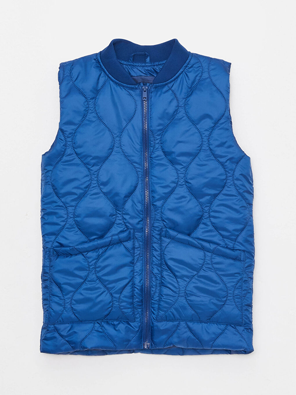 Lacivert Bisiklet Yaka Basic Erkek Çocuk Fermuarlı Yelek-2