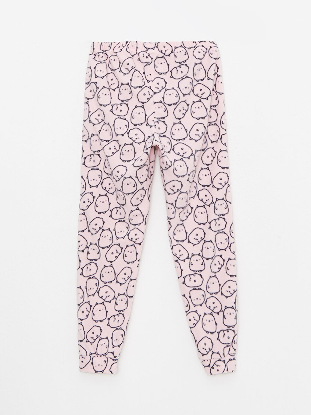 Pembe Beli Lastikli Desenli Kadın Pijama Alt-6
