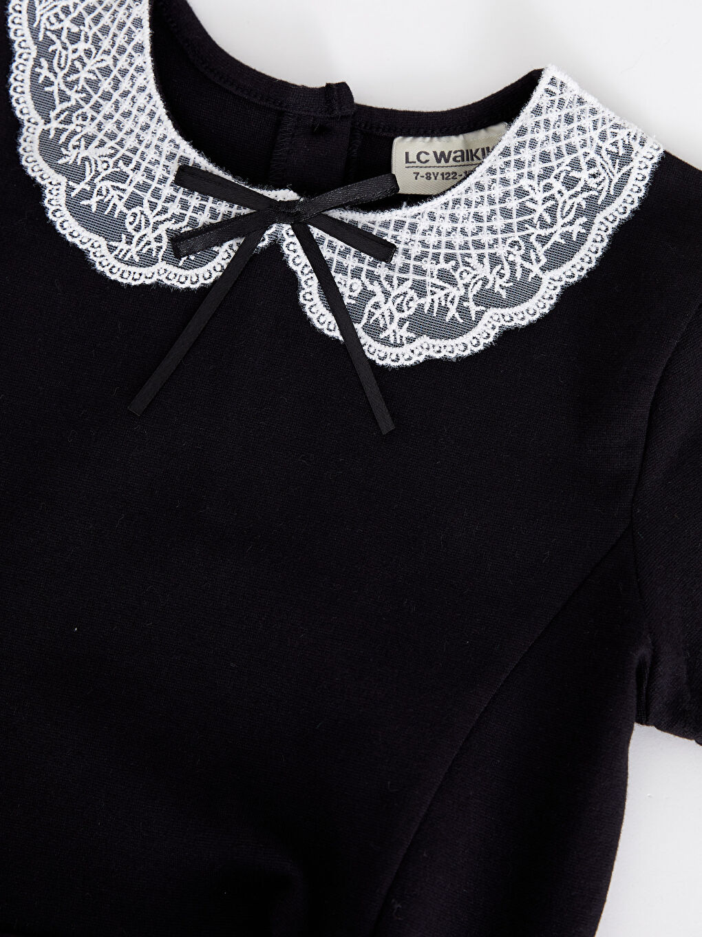 Baby Collar Basic Short Sleeve Girls Dress-2