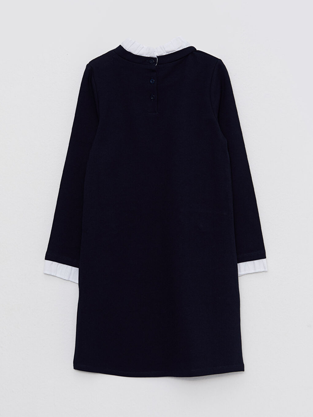 Turtle Neck Basic Long Sleeve Girl Dress-1