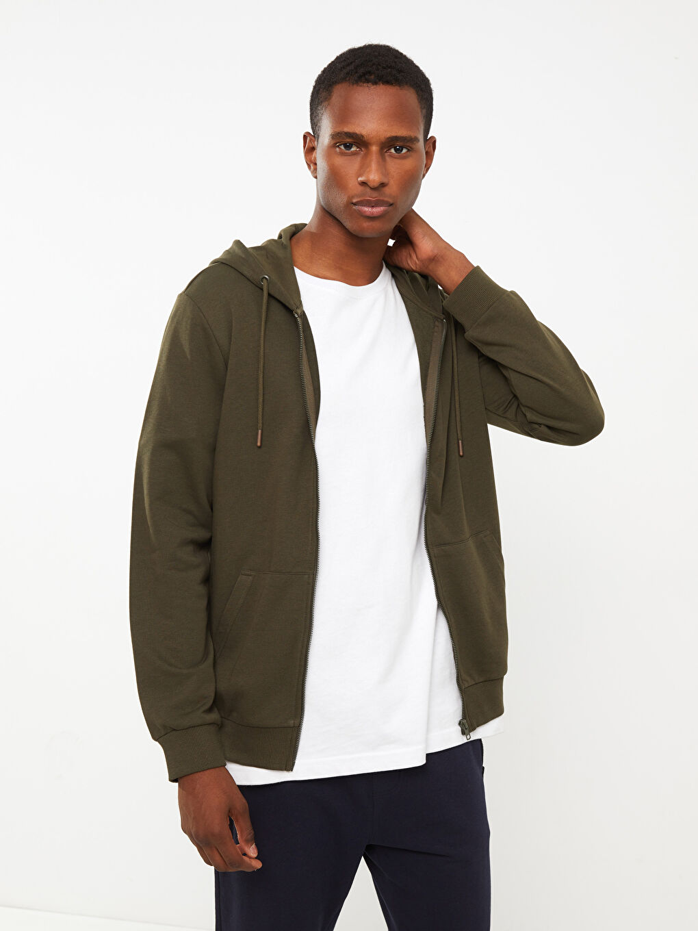 Standard Fit Hooded Men's Sports Cardigan-1
