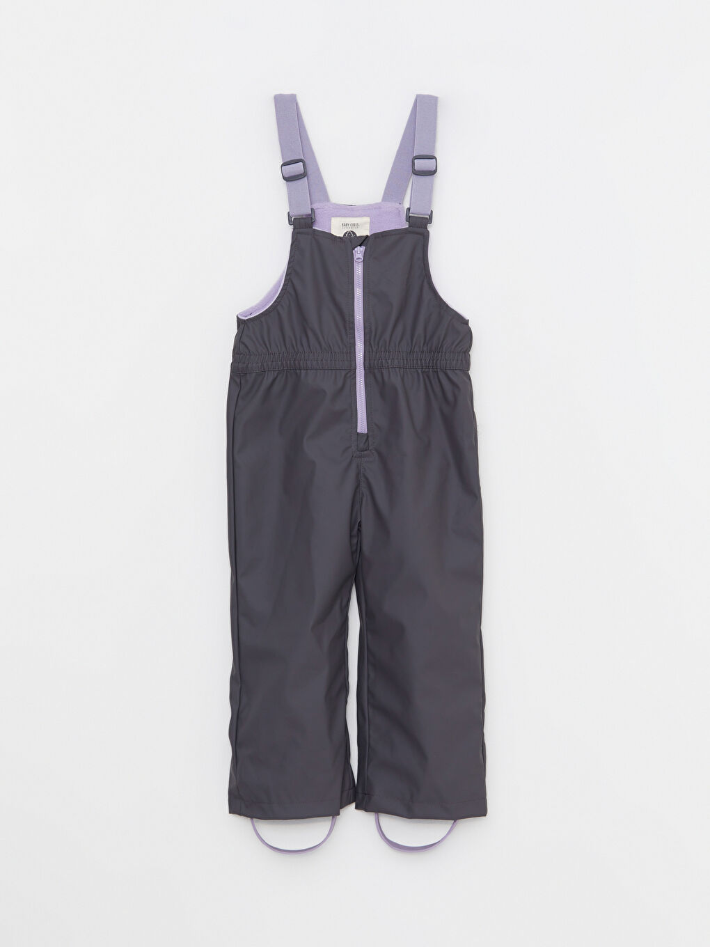 Gri Kare Yaka Askılı Basic Kız Bebek Kayak Tulumu