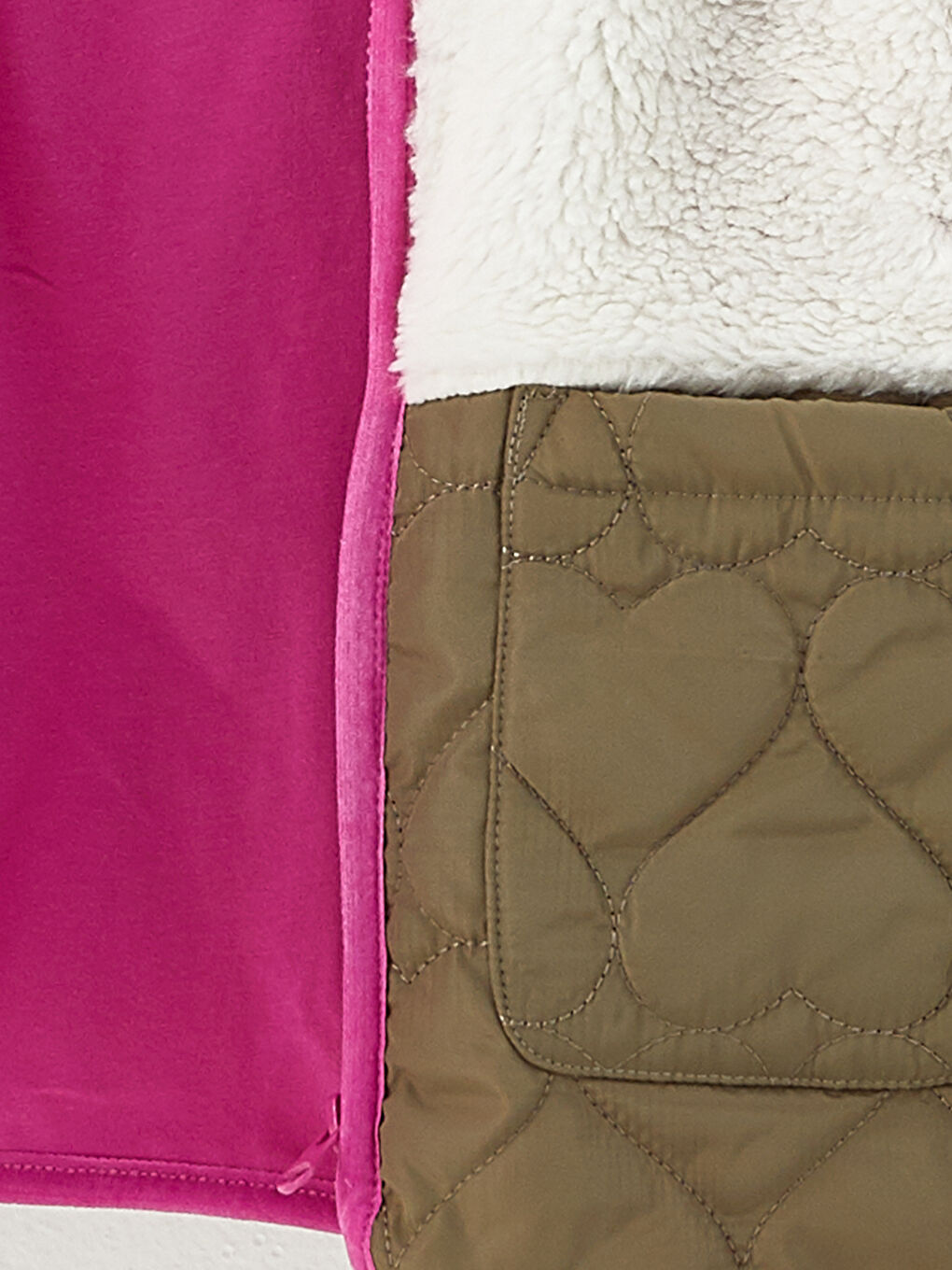 Ekru Kapüşonlu Uzun Kollu Renk Bloklu Pelüş Kız Bebek Mont-4