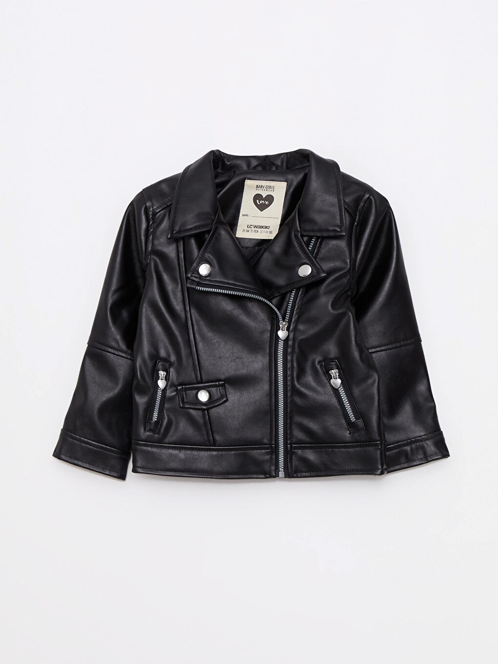 Veste basique à manches longues en similicuir pour bébé fille