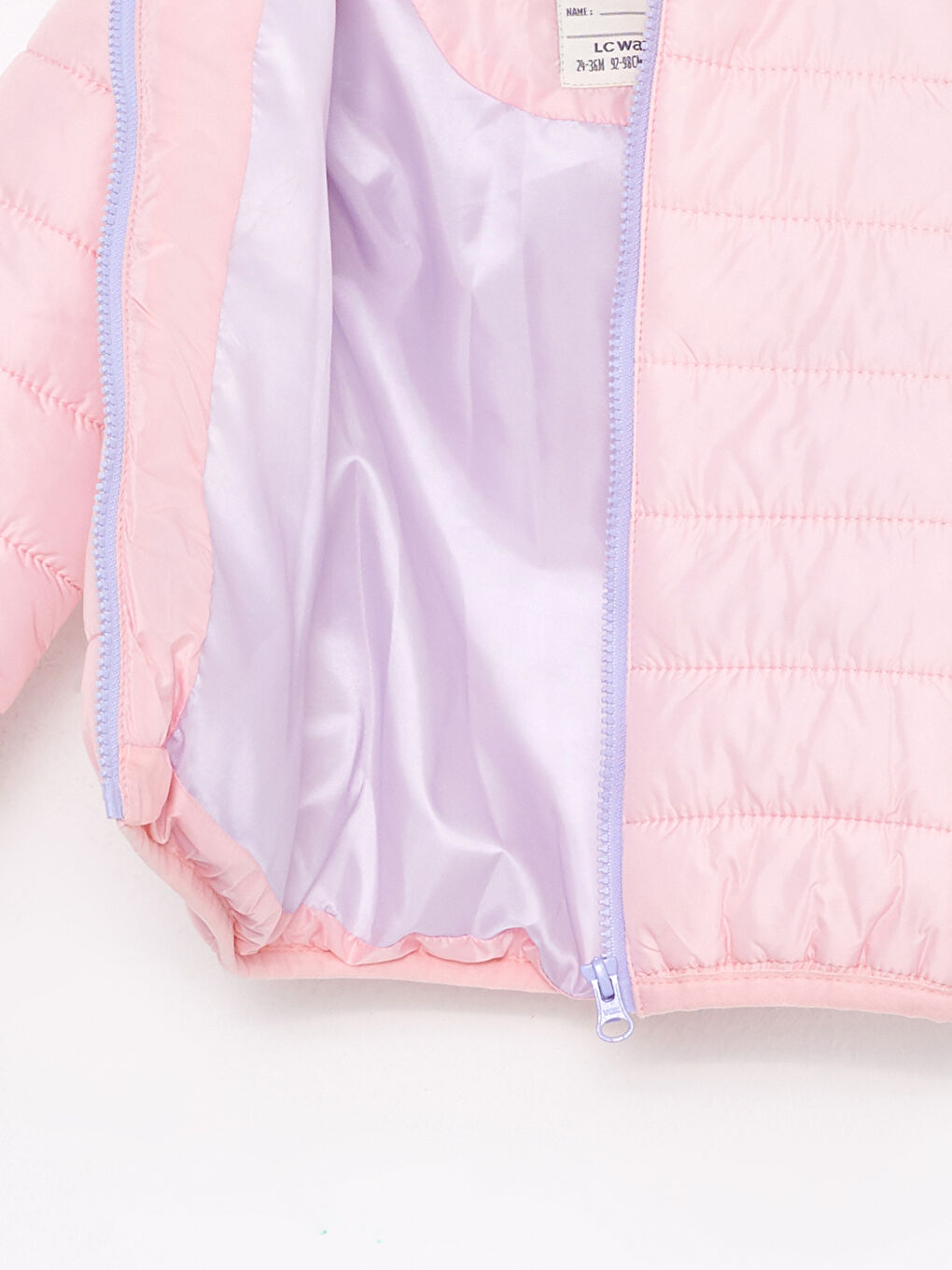 Pembe Kapüşonlu Uzun Kollu Basic Kız Bebek Mont-1