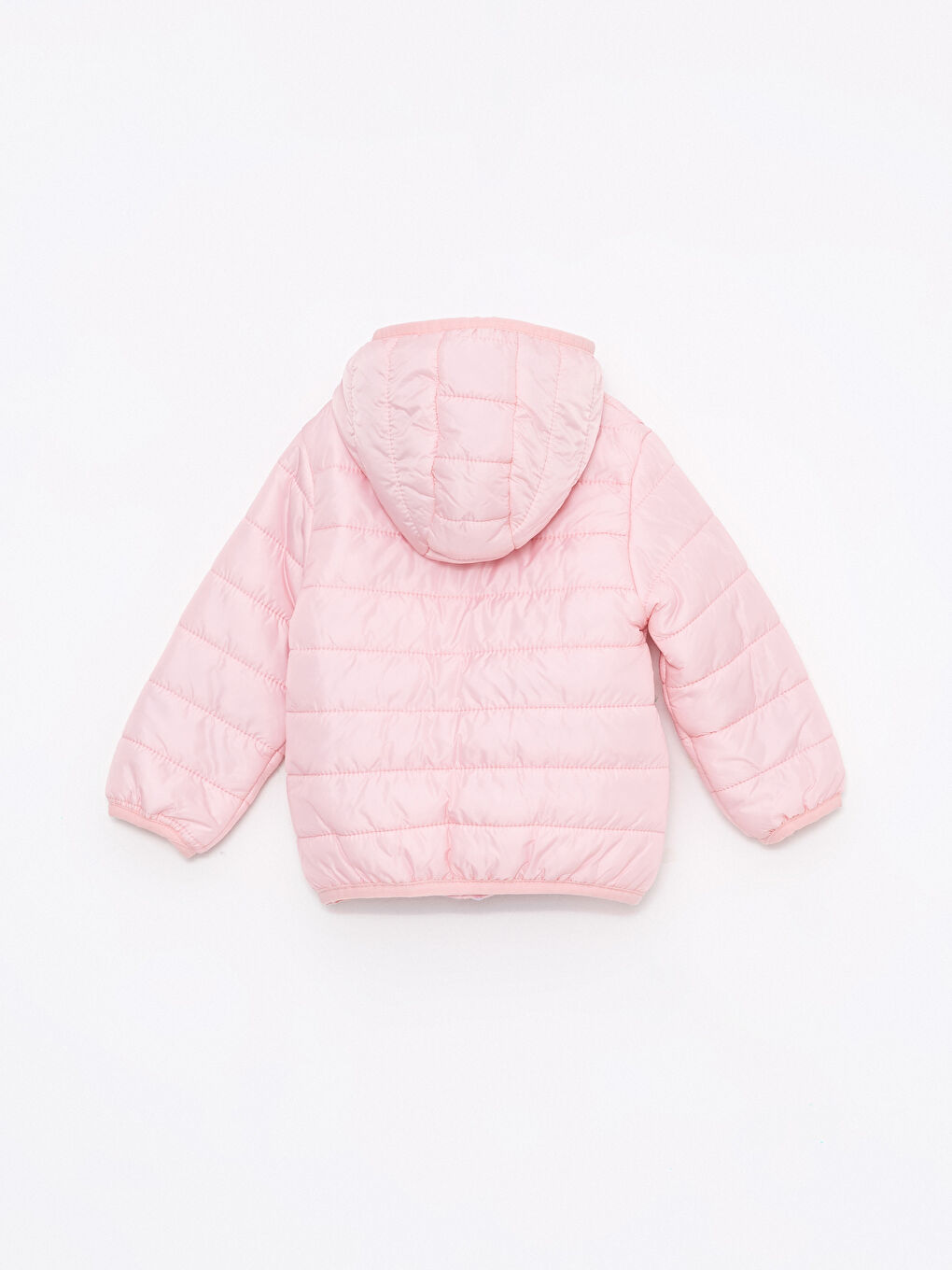 Pembe Kapüşonlu Uzun Kollu Basic Kız Bebek Mont-2