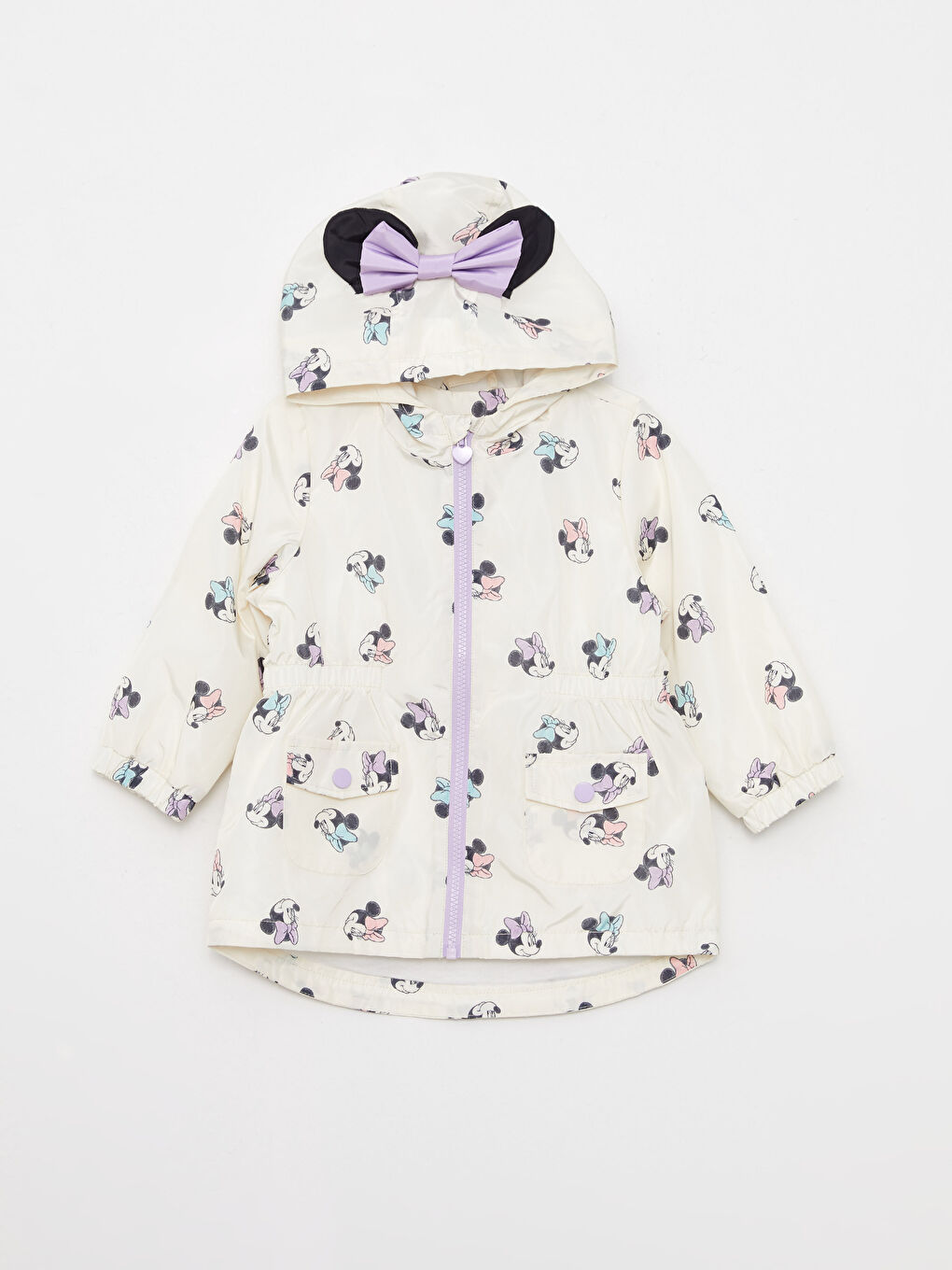 Hooded Long Sleeve Minnie Mouse Printed Baby Girl Coat-4