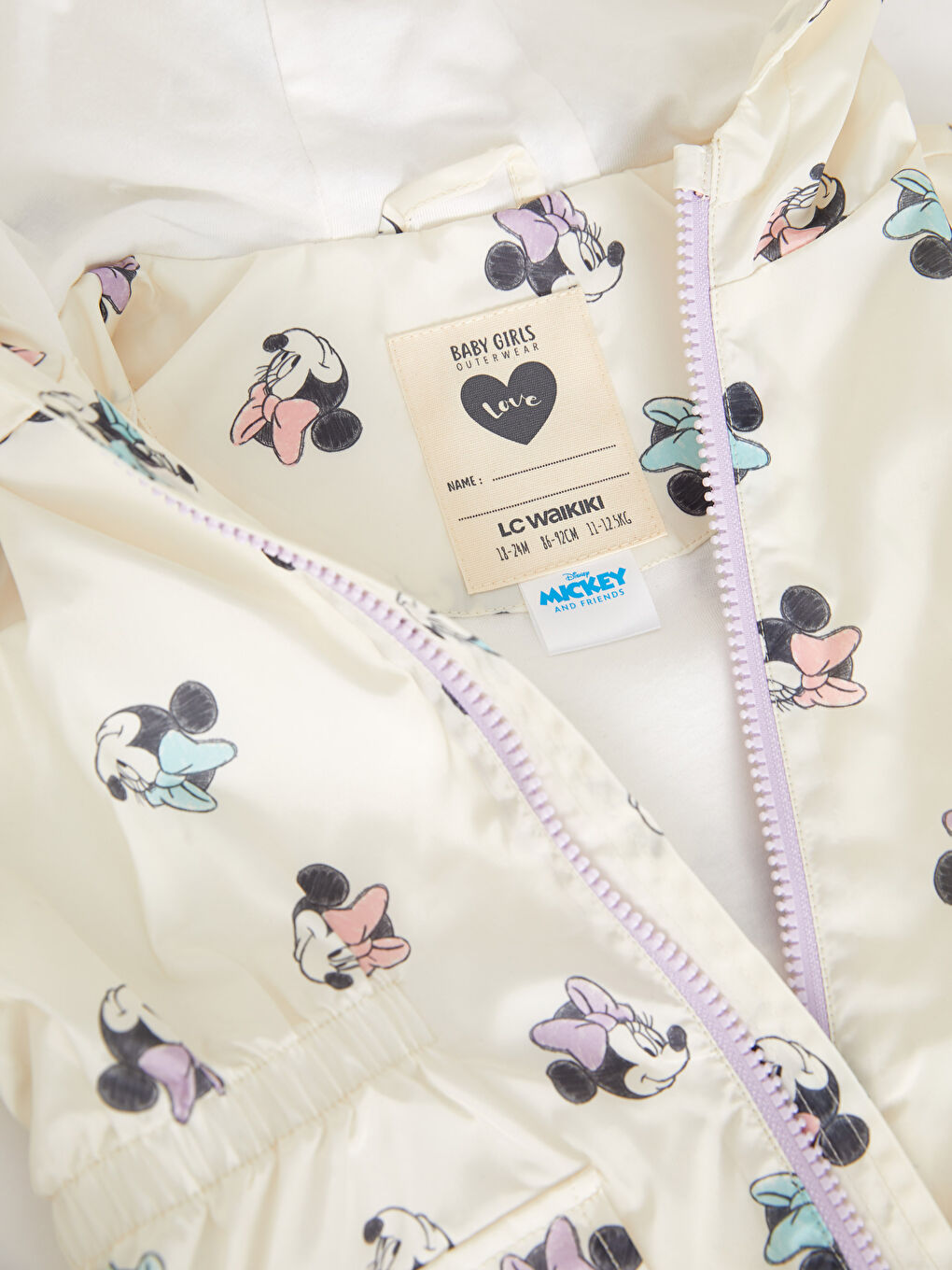 Hooded Long Sleeve Minnie Mouse Printed Baby Girl Coat-6