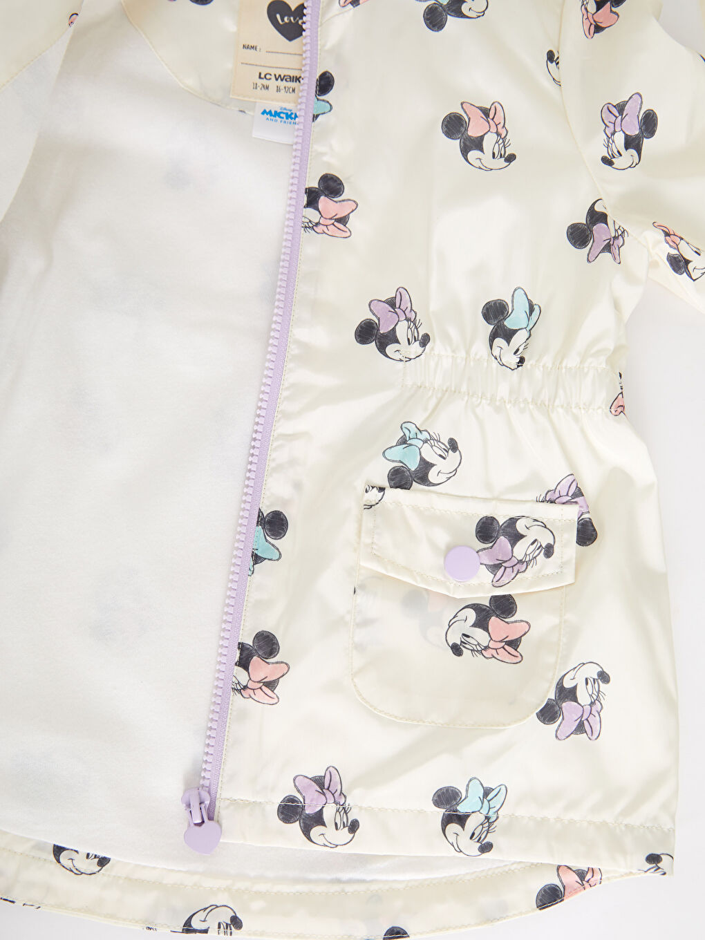 Hooded Long Sleeve Minnie Mouse Printed Baby Girl Coat-7