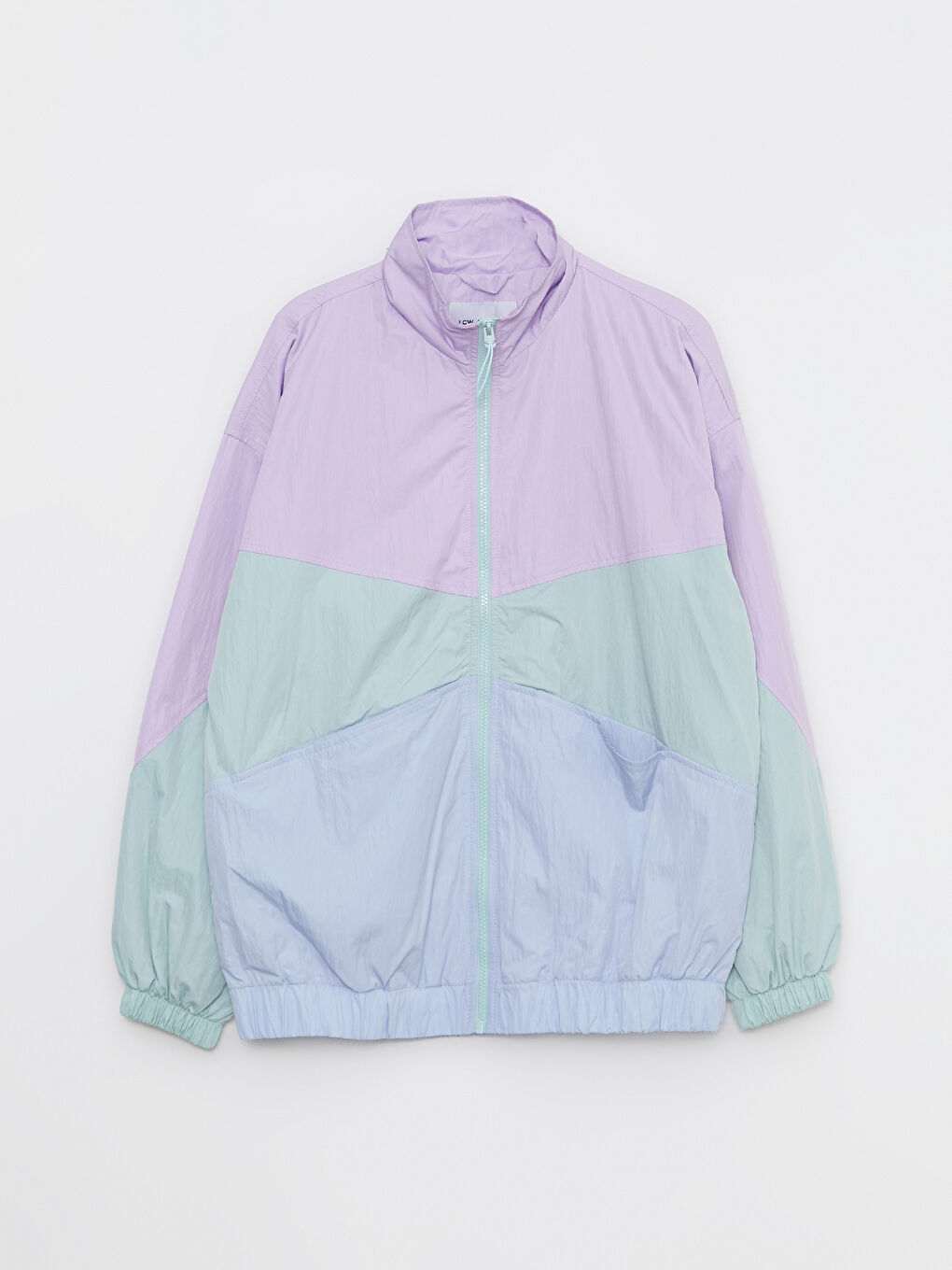 Kišni mantil sa uspravnom kragnom i dugim rukavima za žene sa blok bojama-5