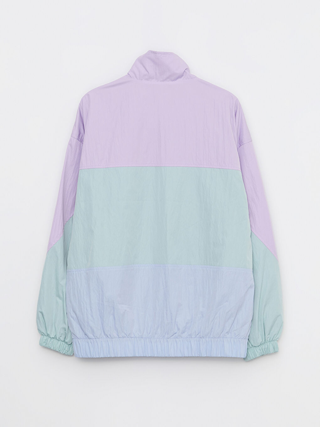 Kišni mantil sa uspravnom kragnom i dugim rukavima za žene sa blok bojama-7