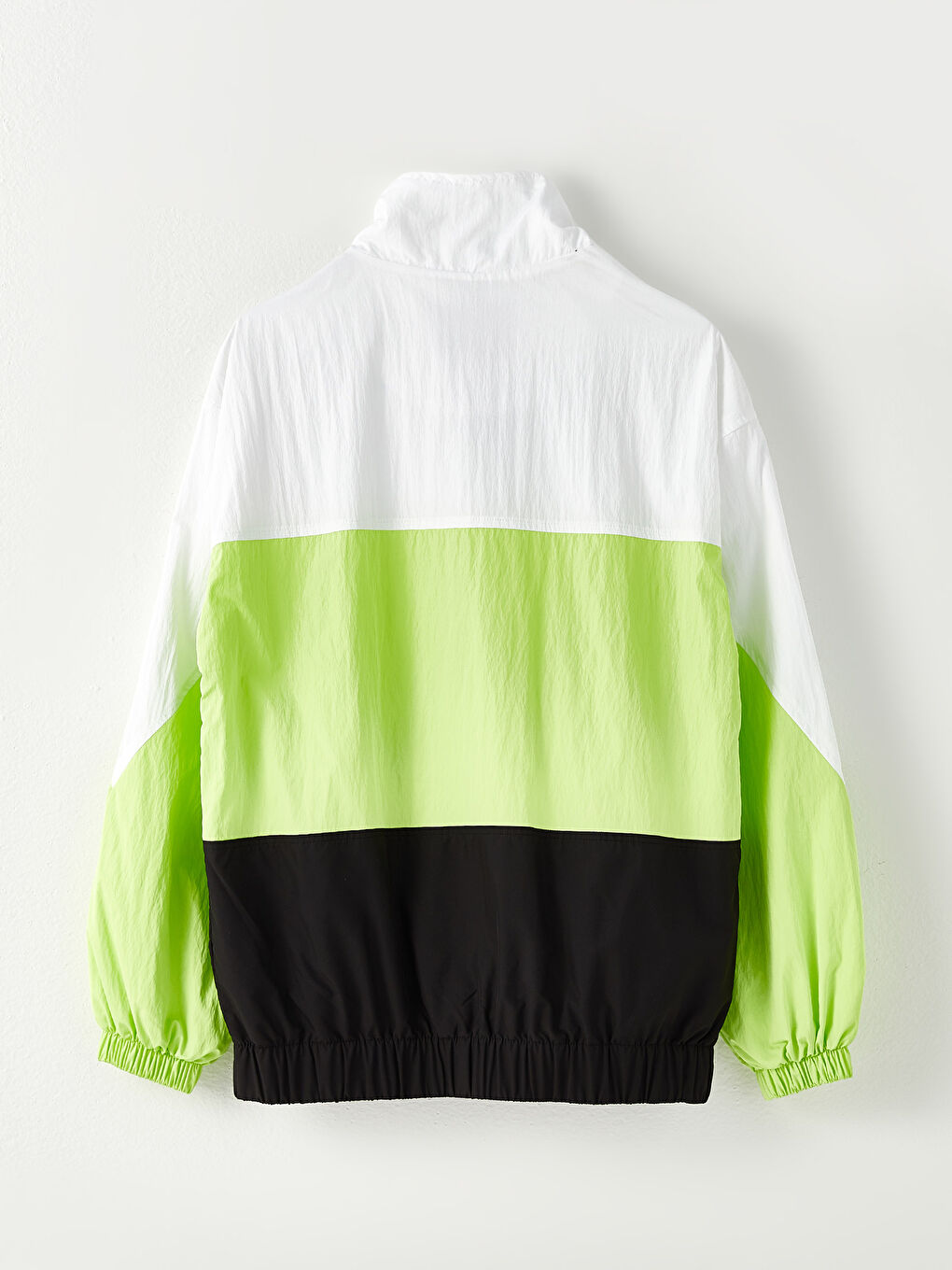 Turtle Neck Long Sleeve Women's Raincoat with Color Block -W20691Z8-J5E