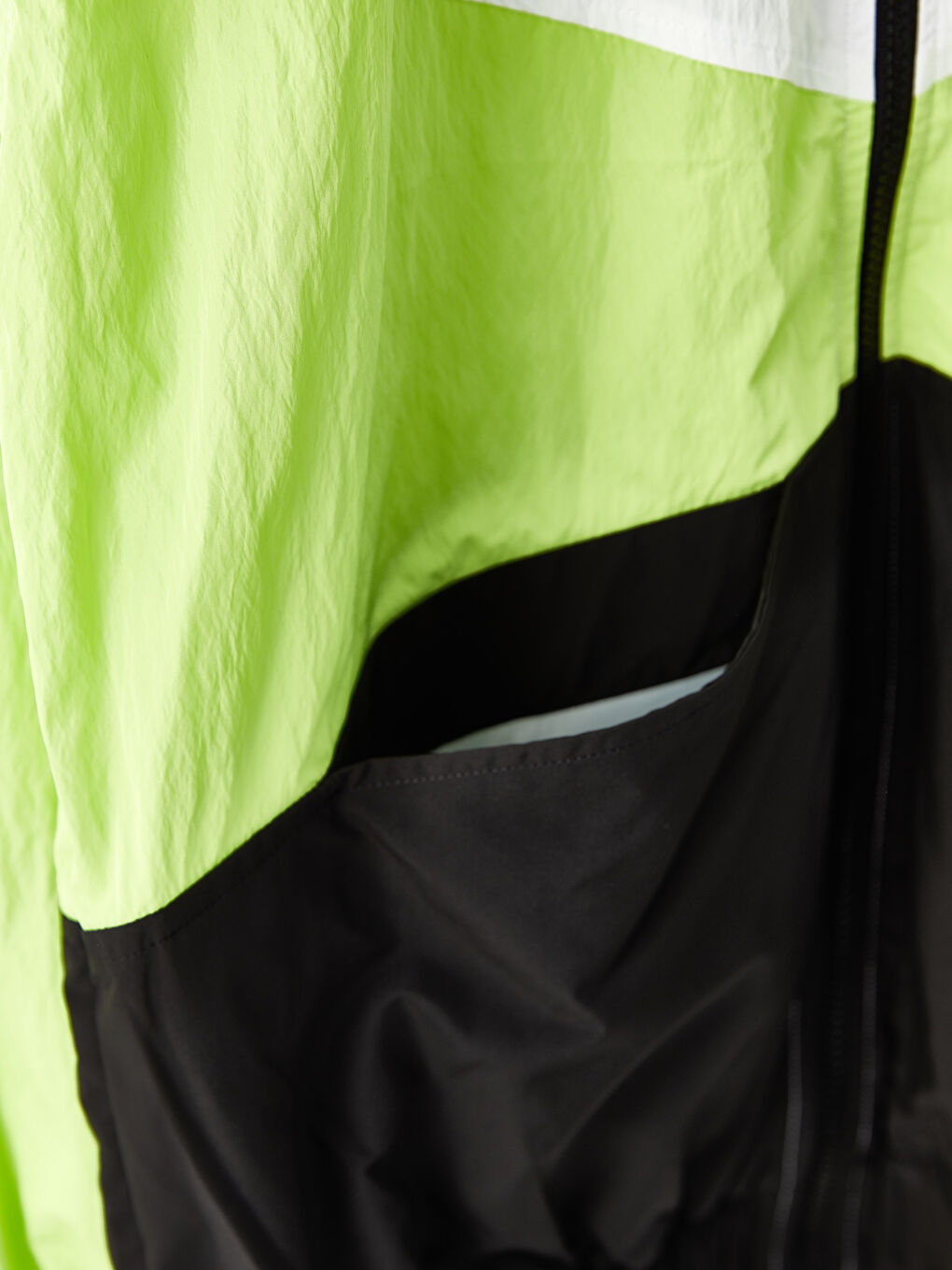 Turtle Neck Long Sleeve Women's Raincoat with Color Block -W20691Z8-J5E
